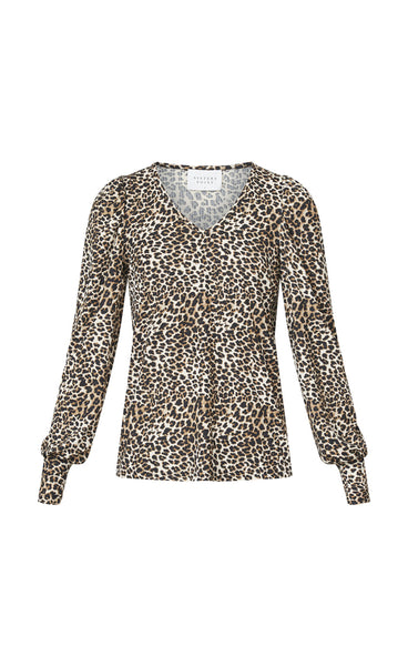 Vya v-neck longsleeve - leopard