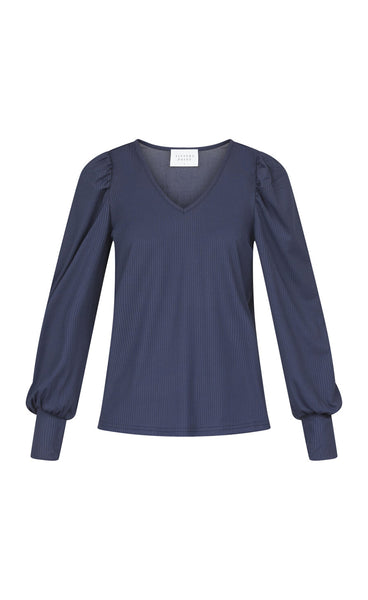 Vya v-neck longsleeve - navy