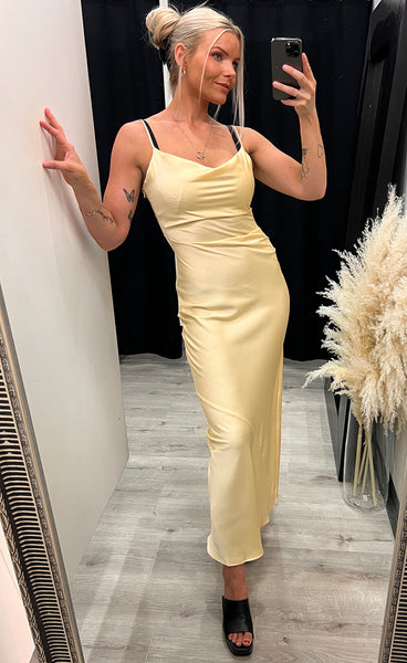 Michelle satin dress - yellow