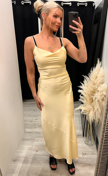 Michelle satin dress - yellow