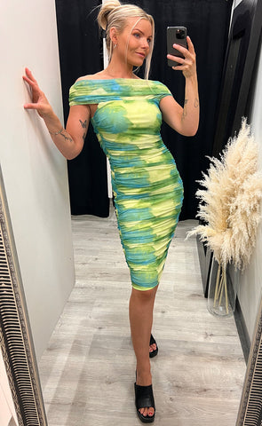 Paula mesh dress - green mix