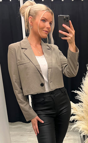 Alexandra cropped blazer - taupe