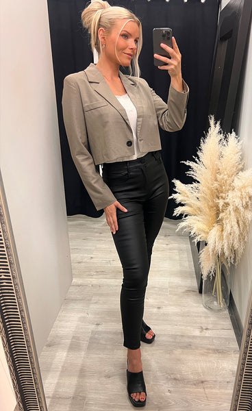 Alexandra cropped blazer - taupe