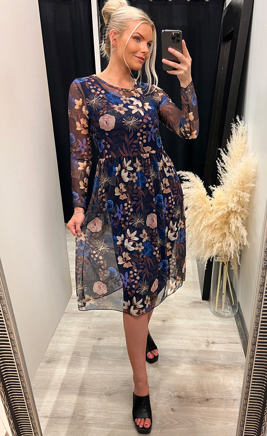 Zoe kjóll - floral/blue