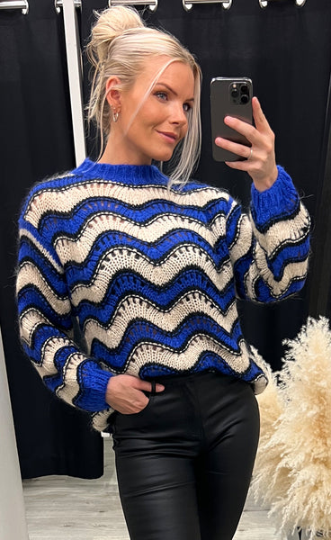 Panama knit sweater - electric blue