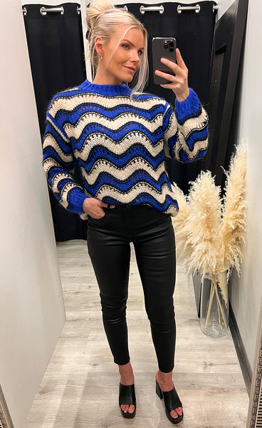 Panama knit sweater - electric blue