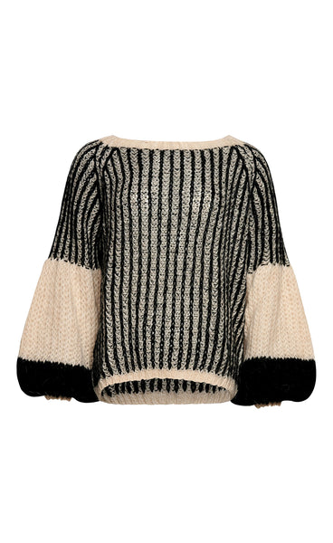 Liana knit sweater - cream/black