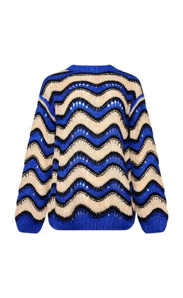 Panama knit sweater - electric blue