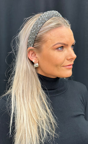 Carly headband - grey glitter