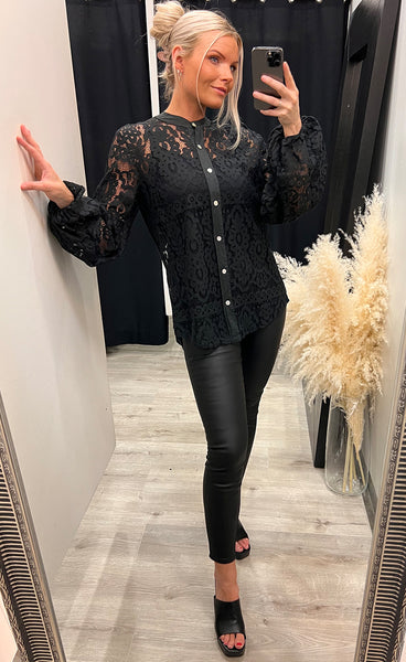 Celeste lace shirt - black