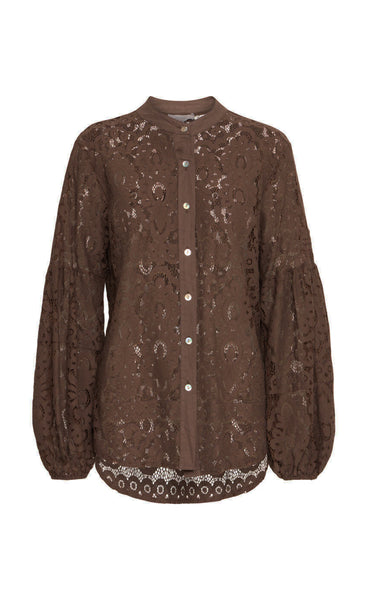 Celeste lace shirt - chocolate brown