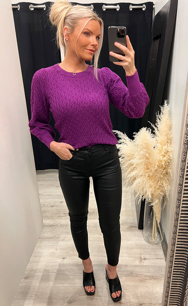 Rosalia puff sleeve knit - purple