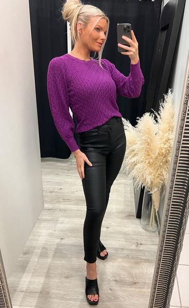 Rosalia puff sleeve knit - purple