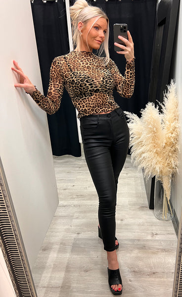 Mesh top - leopard/glitter