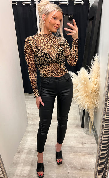 Mesh top - leopard/glitter