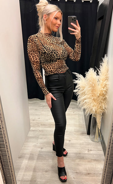 Mesh top - leopard/glitter