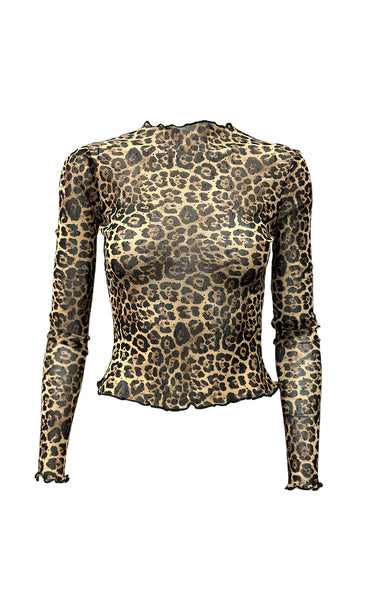 Mesh top - leopard/glitter