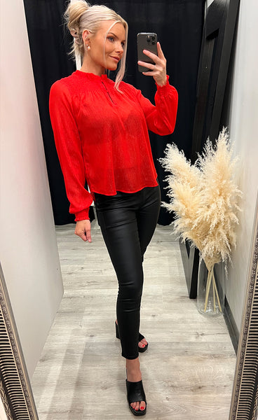 Leah blouse - tango red