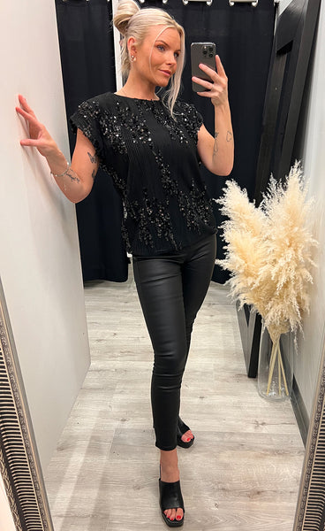 Heather top 1 - black glitter