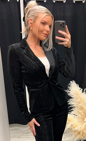 Kate glamour blazer - black glitter