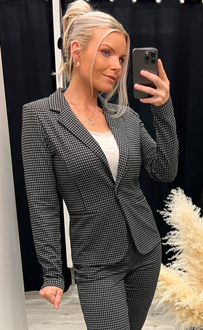 Kate houndstooth blazer - black/grey