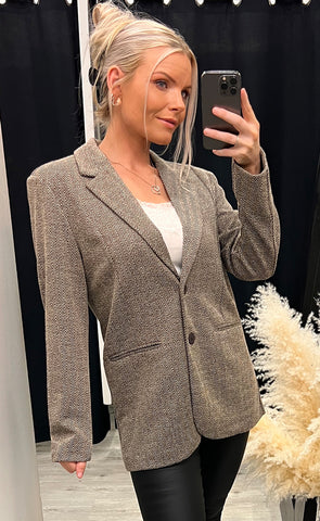 Kate jacquard oversize blazer - almond