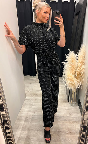 Girl jumpsuit - black/silver