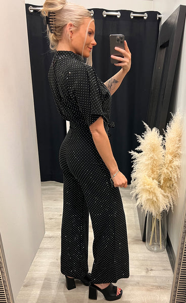 Girl jumpsuit - black/silver