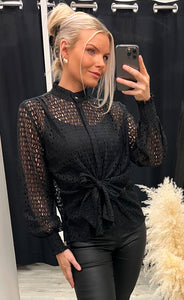 Karina lace blouse - black