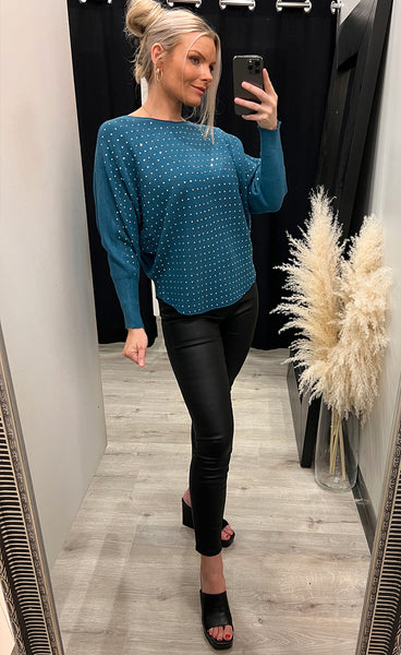 Glitter pullover - teal