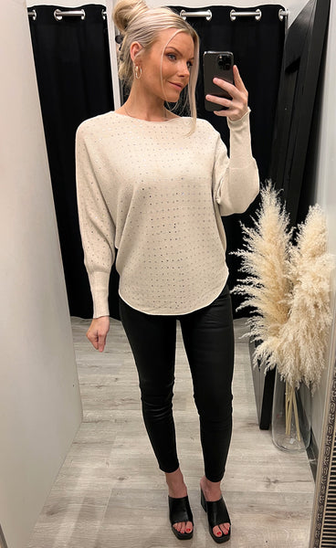 Glitter pullover - beige