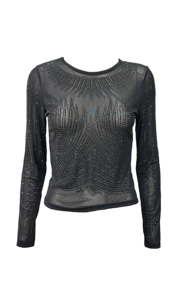 Glitter mesh top 28631 - black