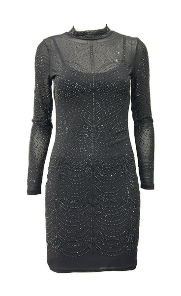 Glitter mesh dress 28628 - black