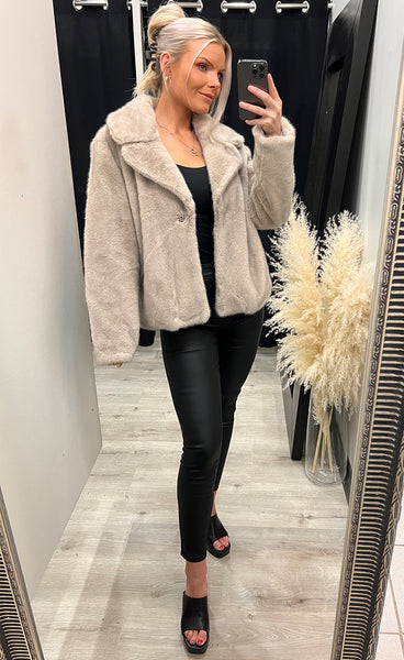 Loðjakki 24992 - beige grey