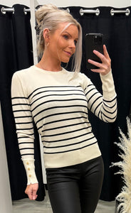 Sara striped pullover - antique white striped