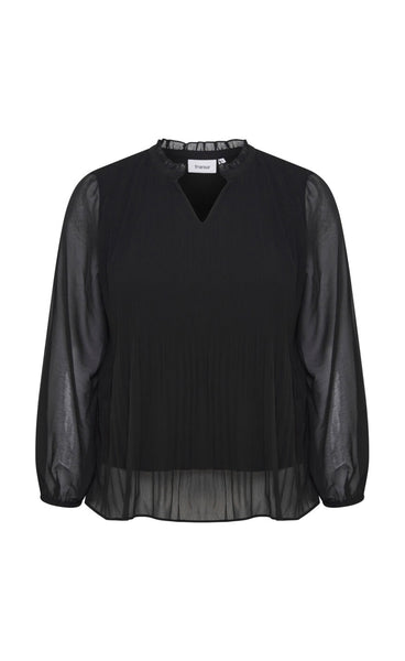 Pleats blouse PLUS - black