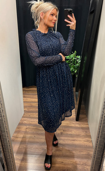 Mesh dress PLUS - navy