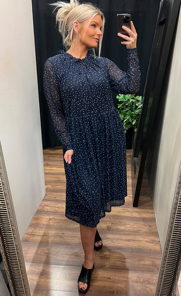 Mesh dress PLUS - navy