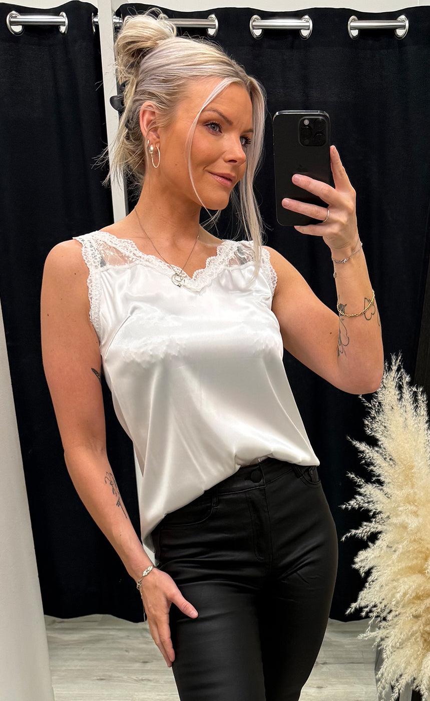 Satin top - white