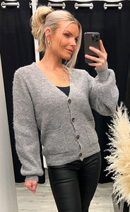 Lui v-neck cardigan - grey melange