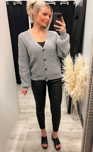 Lui v-neck cardigan - grey melange