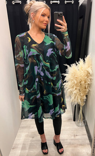 Deboth dress PLUS - green marble