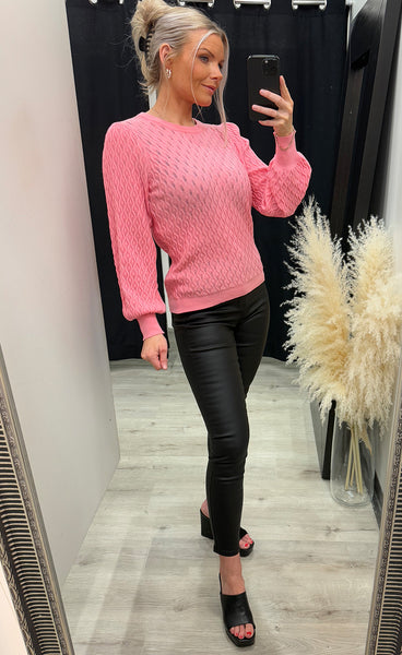 Rosalia puff sleeve knit - peony pink