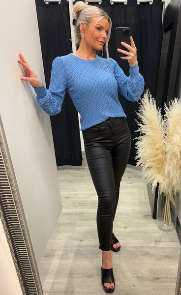 Rosalia puff sleeve knit - allure blue