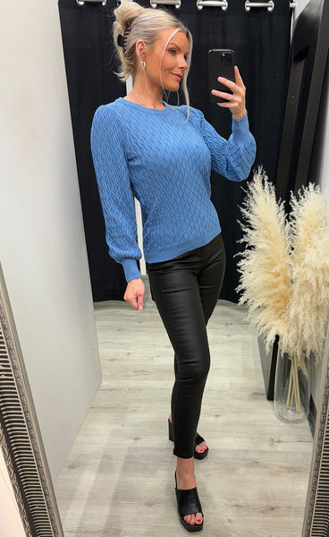 Rosalia puff sleeve knit - allure blue