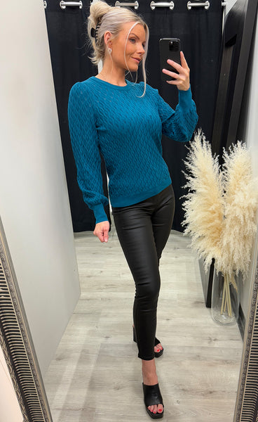 Rosalia puff sleeve knit - ocean