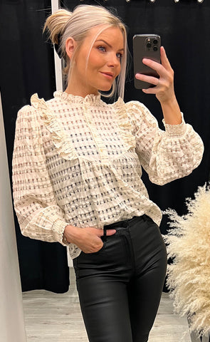 Silke checked blouse - off white