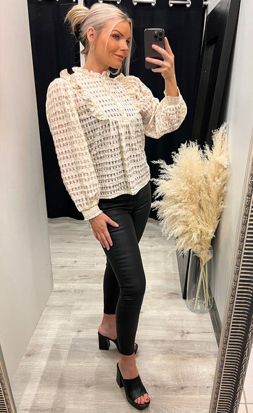 Silke checked blouse - off white