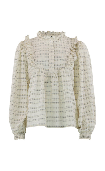 Silke checked blouse - off white