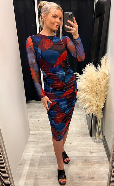 Nadia dress - navy/red